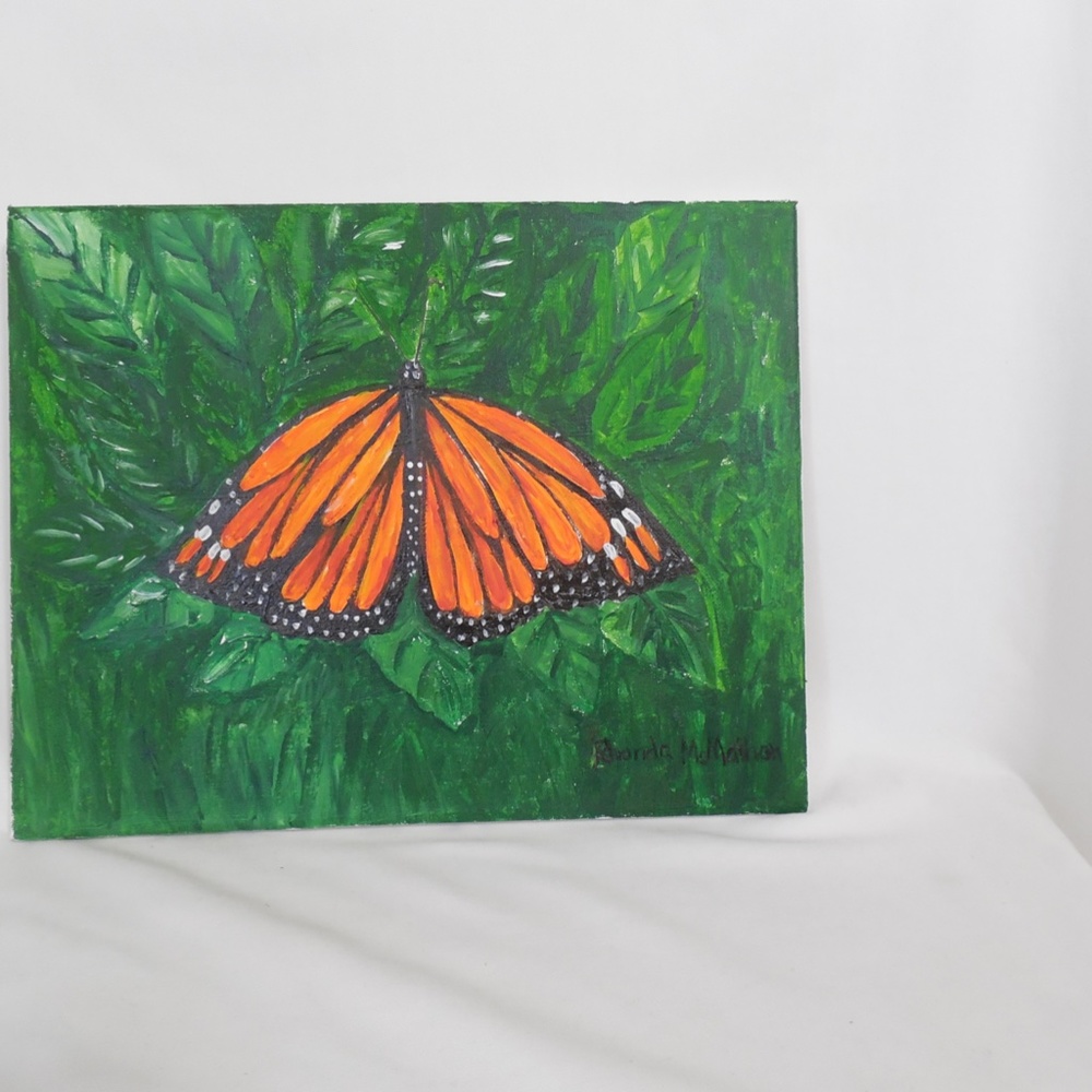 Monarch Butterfly Original Acrylic Canvas Painting - Picture 5 of 9